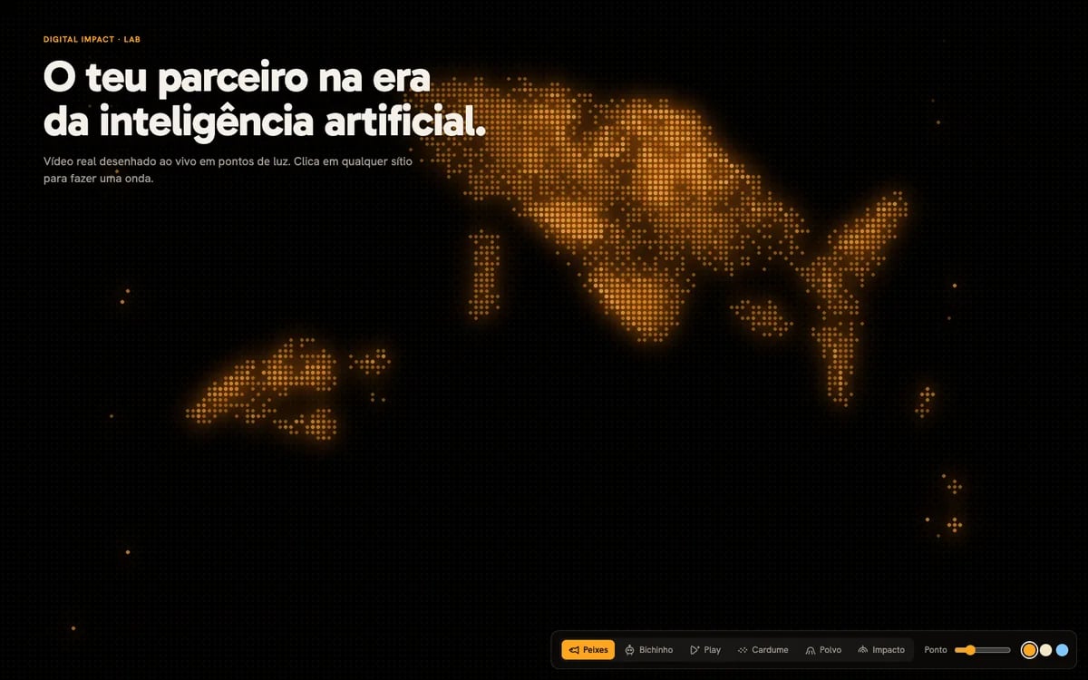 Aquário em pontos de luz: koi e um cardume a escrever a marca Digital Impact