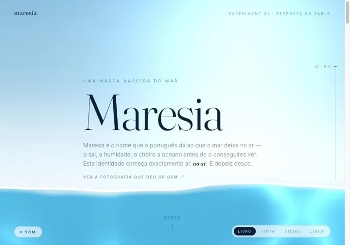 Experiência interactiva Maresia — uma descida pela coluna de água